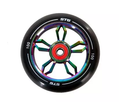 Колесо STG ABEC-11, для трюкового самоката, 100 мм, алюминиевый обод, 1 штука, неохром, Х105147