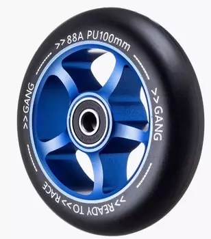 Колесо SUB для ТРЮКОВОГО самоката, фрезер. алюм, с подш. ABEC9 100мм сине-черное, 00-180102-1