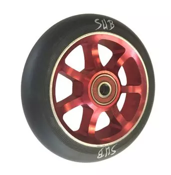 Колесо SUB для ТРЮКОВОГО самоката, фрезер. алюм. с подшип. ABEC9 100мм анодир. красно -черное, 00-180103-1