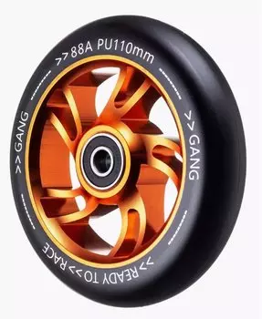 Колесо SUB для ТРЮКОВОГО самоката, обод алюм. с подшип. ABEC9 110мм оранжевое GANG, 00-180115-2