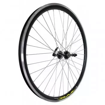 Колесо VELOOLIMP 28" заднее,обод двойной алюм. б/пист. чёрный, втулка стальная, под диск 6 отв.,с эксцентриком, ZVO22510