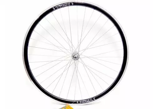 Колесо велосипедное 26" TRIX, AL, двойной, задний, стальной тормоз, втулка на гайке, D-10(26)black/ободная лента