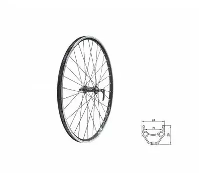 Колесо велосипедное переднее KLS DRAFT, 26", двойной обод CNC, 32Н, с эксцентриком, черное