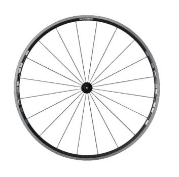 Колесо велосипедное SHIMANO R501, переднее, 28", клинчер, плоские спицы, с ободной лентой, черный, EWHR501AFCBMYL