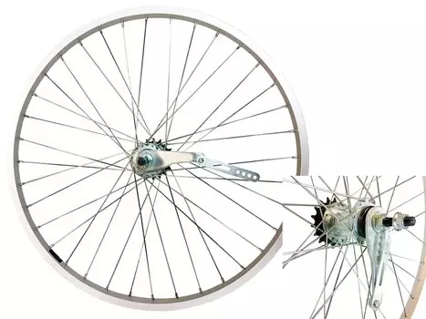 Колесо велосипедное TBS 18" заднее, обод одинарный алюминий, серебристый, втулка тормозная, ZXX18853