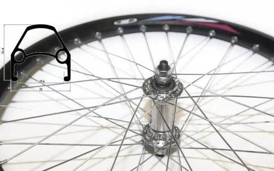 Колесо велосипедное TRIX 20", ВМХ, переднее, двойной обод, 48 спиц, GJ-AL-032 black/об.лента