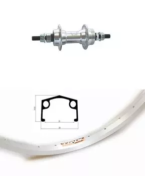 Колесо велосипедное TRIX, 20", заднее, обод одинарный, втулка под трещотку, гайка, серебристый, YKL11-20-silver-13416