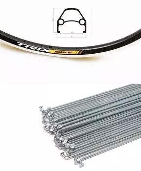 Колесо велосипедное TRIX, 26", переднее, обод алюминий двойной, втулка сталь, на гайках, черный, D23-26-black-14181