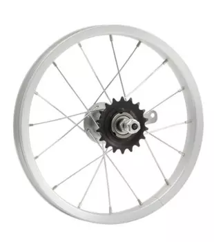 Колесо велосипедное VELOOLIMP, 14" заднее, обод одинарный, алюминий, серебристый, втулка тормозная, ZVO21257