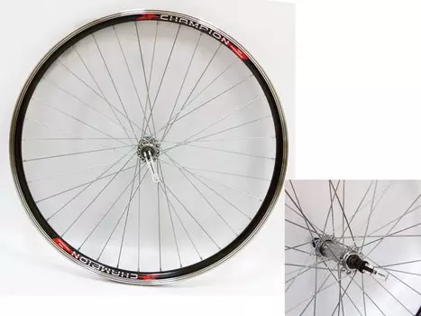 Колесо велосипедное VELOOLIMP 26", переднее, алюминиевый одинарный обод, стальная втулка, эксцентрик, серое, ZVK00009