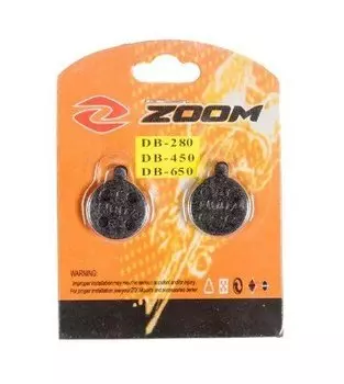 Колодки тормозные Zoom, для дисковых тормозов Zoom DB280/285/410/420/430/450/560, блистер, DB-01