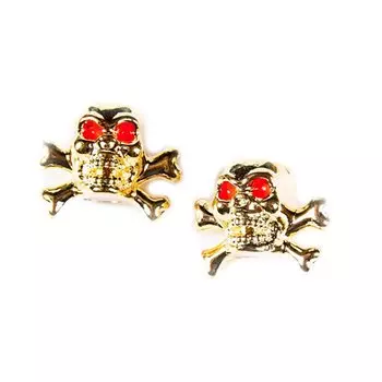 Колпачок для камер 4BIKE V21, дизайн "Череп с костями", AV, пластик, золотистый, ARV000292