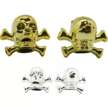 Колпачок на автониппель MR.CONTROL "череп с костями", хром/золото, NZ-KULO AUTO VALVE