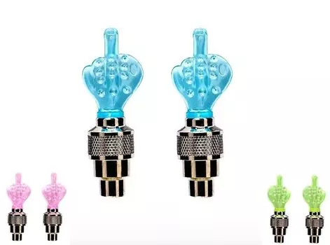 Колпачок на ниппель Finger, светодиодный (1 LED), комплект 2 штуки, блистер, синий, красный, зеленый, FWD3264706