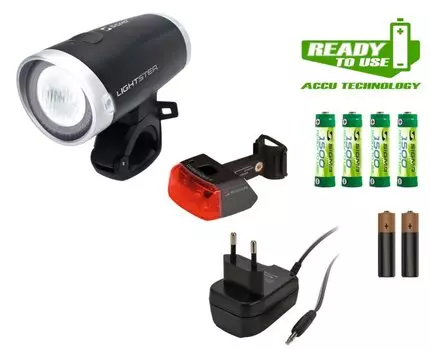 Комплект фар Sigma LIGHTSTER + CUBERIDER II, с зарядкой и аккумулятором, 18441