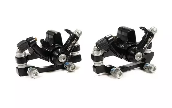Комплект калиперов дискового тормоза механического с адаптерами TRIX, IS F180/R160, IS F160/R140, черные, YX-DB01