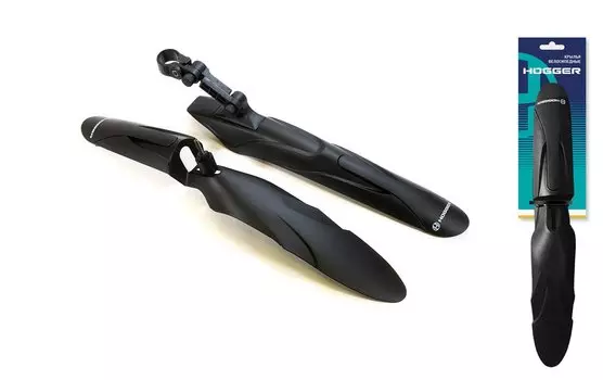 Комплект крыльев HOGGER, 24-29", передний в шток вилки, задний за штырь, пластик, серо-черные, FN-HG-118-0-BK