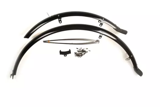 Комплект крыльев удлин. с резиновой защитой на концах, 28", ширина 45мм, пластик, черный