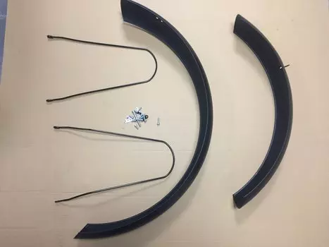 Комплект полноразмерных велокрыльев (переднее + заднее) с крепежом, цвет чёрный, сталь, fenders F+R