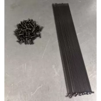 Комплект спиц Sapim Leader, 32 шт, 268 мм, чёрные + комплект ниппелей Sapim Brass Polyax 14g, 32 шт, 14 мм, SpokeSet32