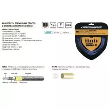 Комплект тормозных тросов JAGWIRE Road Pro Brake kit с рубашкой, заглушками, крючками, PCK208