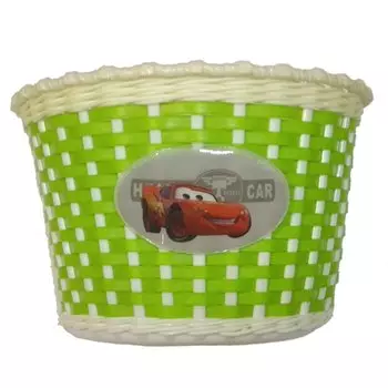 Корзина детская TRIX, 12"-16", 235х165х155мм, пластиковая, плетёная, бело-зелёная, BS-TX-03x7-12-WHGR