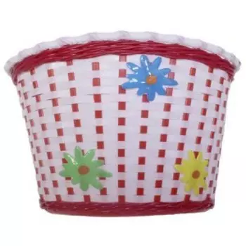 Корзина детская TRIX, 12"-16", крепление на руль, 235х165х155мм, пластиковая, плетёная, красно-белая, BS-TX-02x4-12-RWH