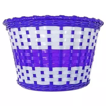 Корзина детская TRIX, 12"-16", на руль, 235х165х155мм, пластиковая, плетёная, бело-фиолетовая, BS-TX-02x3-12-WHPR