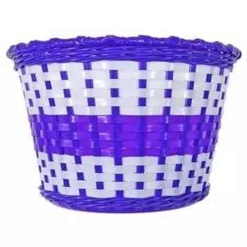 Корзина детская TRIX, 12"-16", на руль, 235х165х155мм, пластиковая, плетёная, бело-фиолетовая, BS-TX-02x3-12-WHPR
