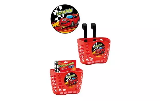 Корзина TRIX, Champion, детская, 12"-16", крепление на руль, 190х125х140мм, пластиковая, красная, BSTX071216CH