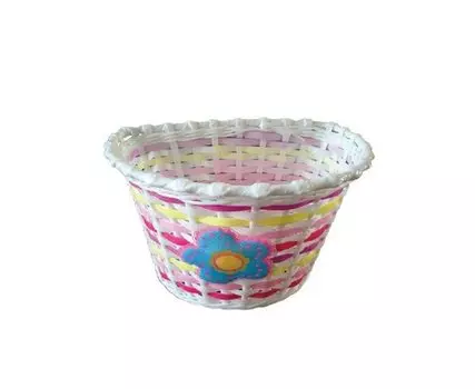 Корзина TRIX для детского велосипеда 12"-16", крепление на руль, 235х165х155мм, пластиковая, плетёная, BS-TX-01x1-12-YEP