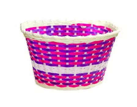 Корзина TRIX для детского велосипеда 20", крепление на руль, 270x200x170мм, пластиковая, плетёная, BS-TX-01x2-20-WHBU