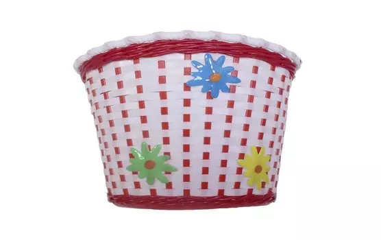 Корзина TRIX, для детского велосипеда 20", на руль, 270х200х170мм, пластиковая, красно-белая, BS-TX-02x4-20-RWH