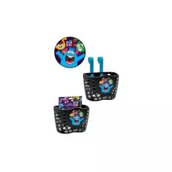 Корзина велосипедная TRIX, Little Monster, детская, 12"-16", на руль, 190х125х140мм, пластик, черн., BSTX071216LM