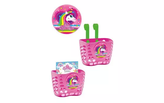 Корзина велосипедная TRIX, Little Princess, детская 12"-16", на руль, 190х125х140мм, пластик, розовая, BSTX071216LP