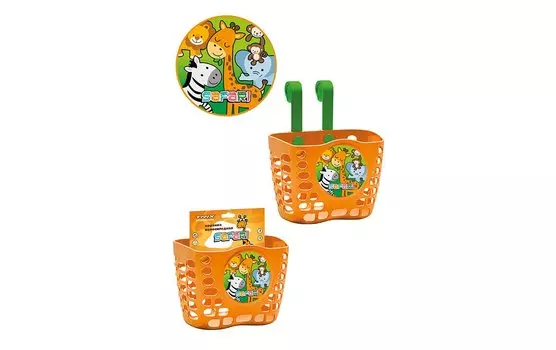 Корзина велосипедная TRIX, Safari, детская, 12"-16", крепление на руль, 190х125х140мм, пластик, оранжевая, BSTX071216SF