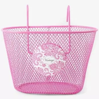 Корзинка Vinca Sport на самокат или детский велосипед стальная, 240x150x150мм, розовая, P 09 pink Flowers