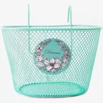 Корзинка Vinca Sport на самокат или детский велосипед, стальная ментоловая, 240x150x150мм, "Мечта", P 09 mint Dreams