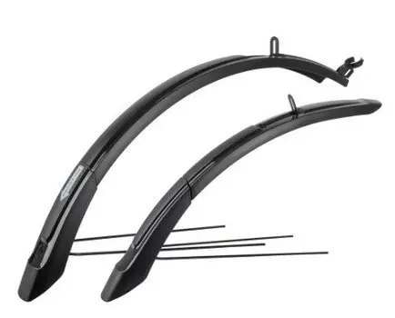 Крылья M-WAVE MUD MAX F+R ADJ L, пластиковые, 26-29"х65мм, раздвижные, с усами, черные, 5-385137