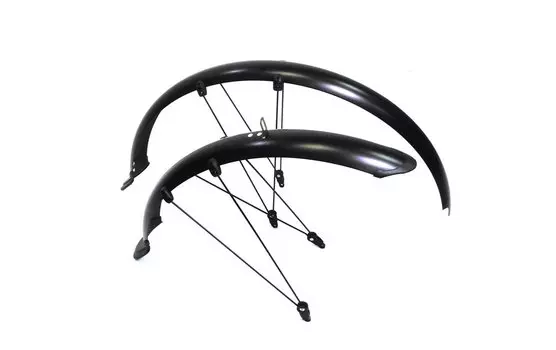Крылья TRIX 28", комплект переднее/заднее, металло-пластик, с "усами", ширина 46мм, с брызговиками, FN-TX-P26-65-BK