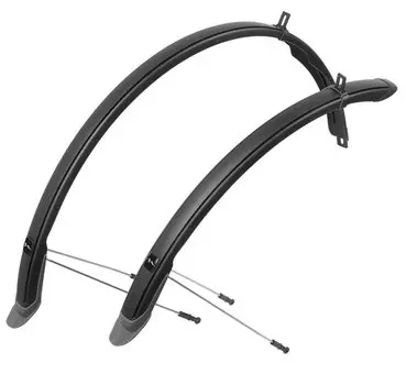 Крылья вело M-Wave 28"х45мм с усами, с резиновым брызговиком, гибкий пластик, черные, 5-386031