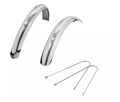 Крылья велосипедные Bike Parts, 20", переднее и заднее, для складных велосипедов, хром, Х94970