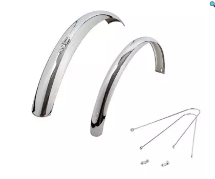 Крылья велосипедные Bike Parts, 24", переднее и заднее, для складных велосипедов, хромированые, Х94971