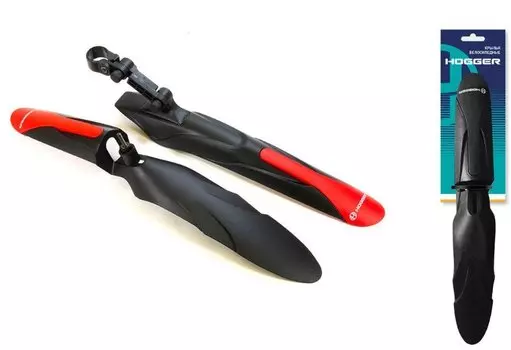 Крылья велосипедные HOGGER 24-29", комплект перед./задн. пластик, красно-черный, FN-HG-118-0-BKR