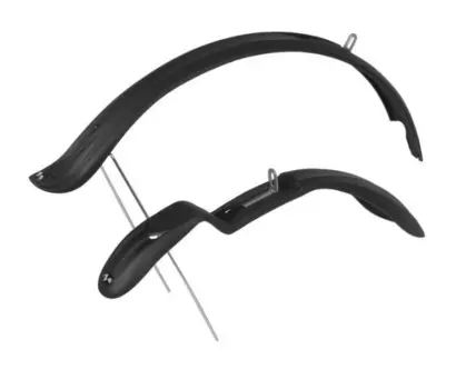 Крылья велосипедные M-Wave, комплект, пластик, 26-29"х55мм, с усами, удлинененные, оригинальная форма, черные, 5-386096