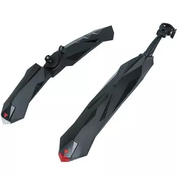 Крылья велосипедные STG FD-38 F/R, для колёс 27,5-29", комплект, пластик/резина, встроенный фонарик, чёрный, Х98852