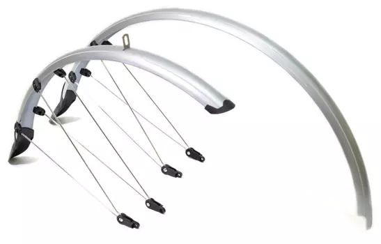 Крылья велосипедные TRIX, 28", металло-пластик, ширина 46 мм, комплект, серебро, 28" SILVER (28-46 S1)