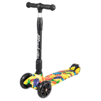 Самокат Tech Team Tiger print 1/4, детский, 4 светящихся колеса, до 50 кг, желтый, 2020, NN000632