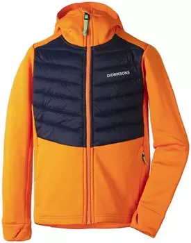 Куртка подростковая Didriksons HALDEN BS HYBRID HOODIE, ярко-оранжевый, 502383