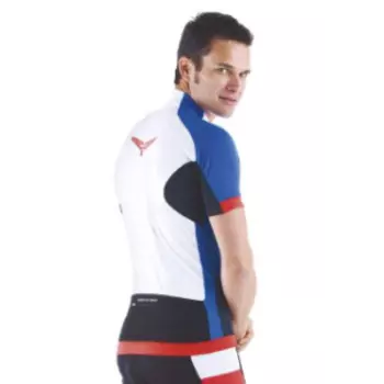 Майка велосипедная короткий рукав BRIKO Prokare, бело-синий-красный, 011521